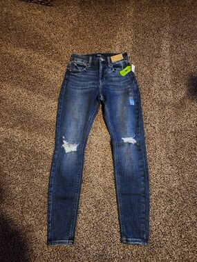 Dark Blue Distressed Women's Skinny Jeans